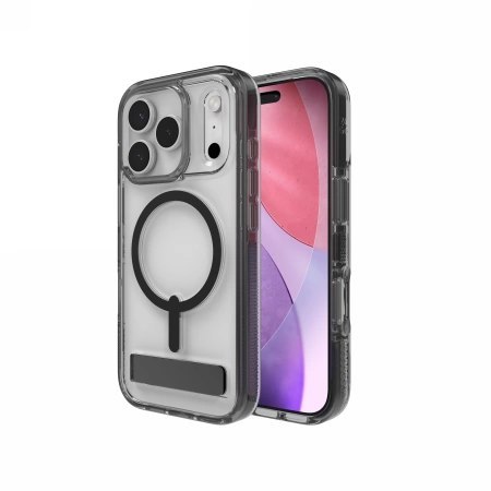 Etui ZAGG Santa Cruz Snap KS MagSafe z podstawką na iPhone 17 Pro - przezroczysto-czarne