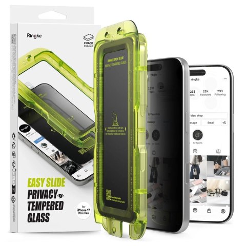 Szkło prywatyzujące Ringke Easy Slide 2-pack na iPhone 17 Pro - czarne
