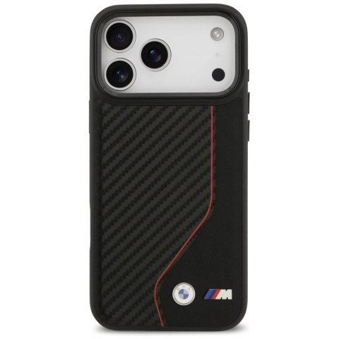Etui BMW M Carbon Line & Logo MagSafe na iPhone 17 Pro Max - czerwone