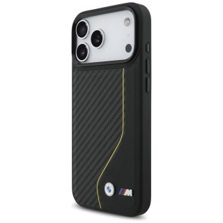 Etui BMW M Carbon Line & Logo MagSafe na iPhone 17 Pro Max - żółte