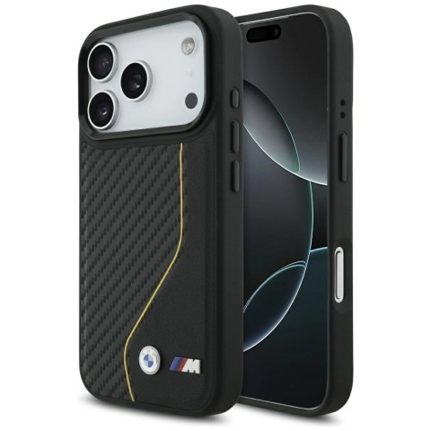 Etui BMW M Carbon Line & Logo MagSafe na iPhone 17 Pro - żółte