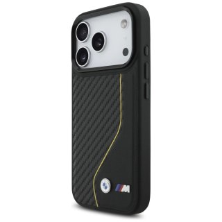 Etui BMW M Carbon Line & Logo MagSafe na iPhone 17 Pro - żółte