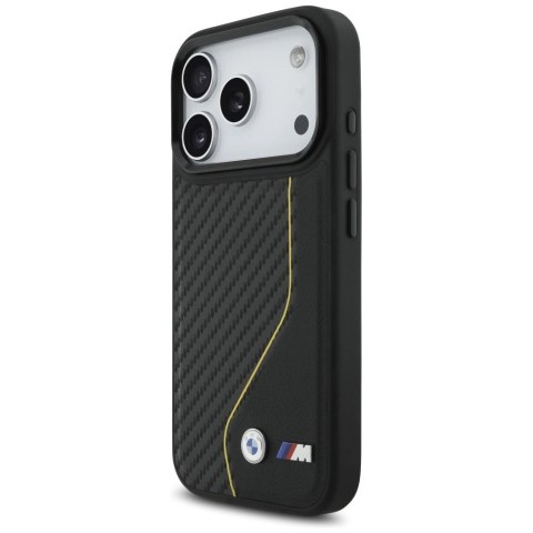 Etui BMW M Carbon Line & Logo MagSafe na iPhone 17 Pro - żółte