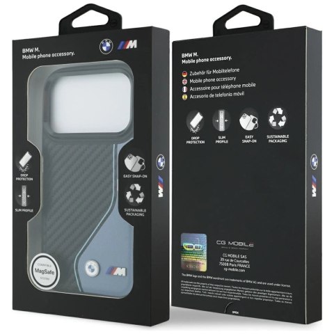 Etui BMW M Carbon Logo MagSafe na iPhone 17 Pro - niebieskie