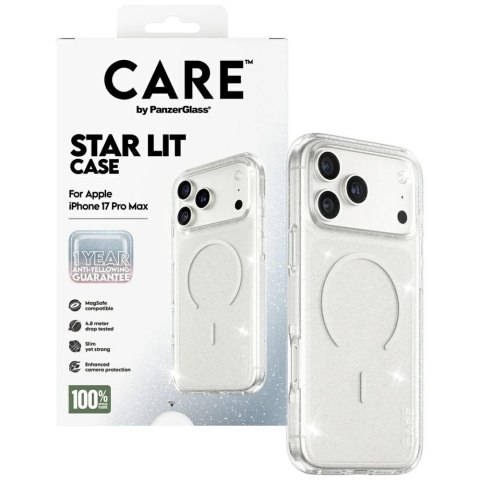 Etui CARE by PanzerGlass Flagship Urban Explorer w. White MagSafe na iPhone 17 Pro Max - przezroczysto-brokatowe