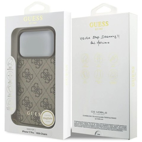 Etui Guess 4G Charms Collection MagSafe na iPhone 17 Pro - brązowe