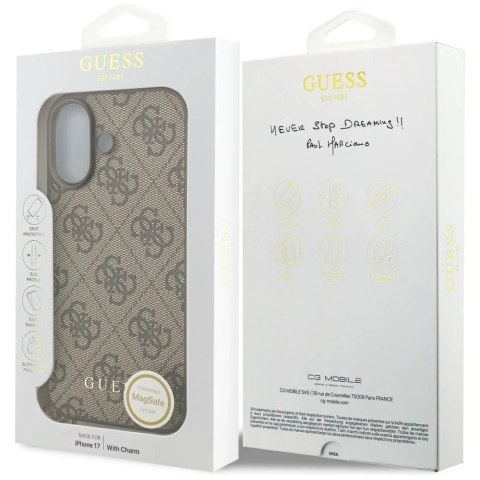Etui Guess 4G Charms Collection MagSafe na iPhone 17 - brązowe
