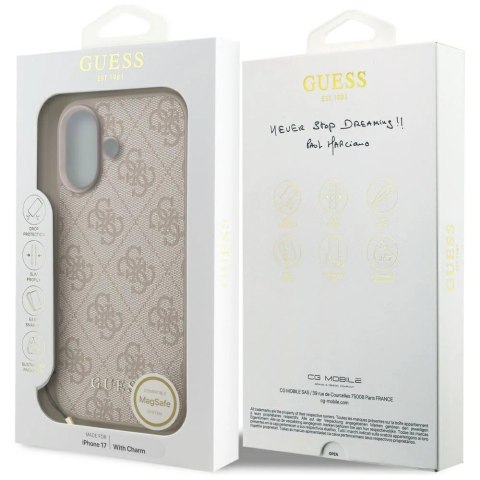 Etui Guess 4G Charms Collection MagSafe na iPhone 17 - różowe