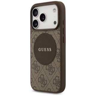 Etui Guess 4G Circle Classic Logo MagSafe na iPhone 17 Pro - brązowe