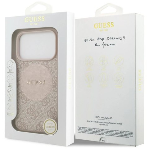 Etui Guess 4G Circle Classic Logo MagSafe na iPhone 17 Pro - różowe