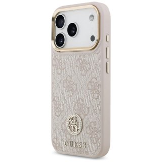 Etui Guess 4G Strass Logo & Big Strap Metal Buttons MagSafe na iPhone 17 Pro - różowe