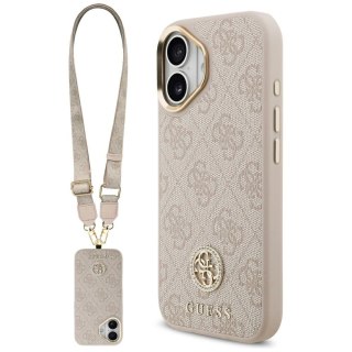 Etui Guess 4G Strass Logo & Big Strap Metal Buttons MagSafe na iPhone 17 - różowe