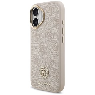 Etui Guess 4G Strass Logo & Big Strap Metal Buttons MagSafe na iPhone 17 - różowe