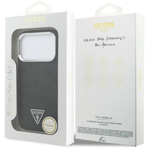 Etui Guess Glitter Triangle Logo MagSafe na iPhone 17 Pro - czarne