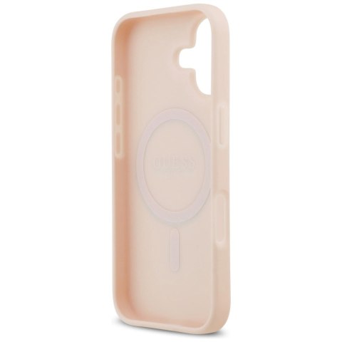 Etui Guess Grained Flowers Classic Logo MagSafe na iPhone 17 - różowe