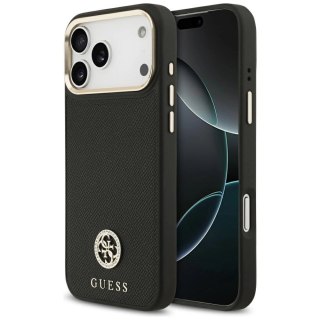 Etui Guess Grained Strass Logo MagSafe na iPhone 17 Pro Max - czarne