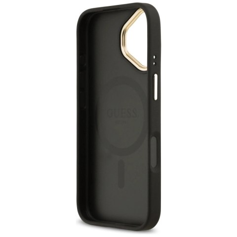 Etui Guess Grained Strass Logo MagSafe na iPhone 17 - czarne