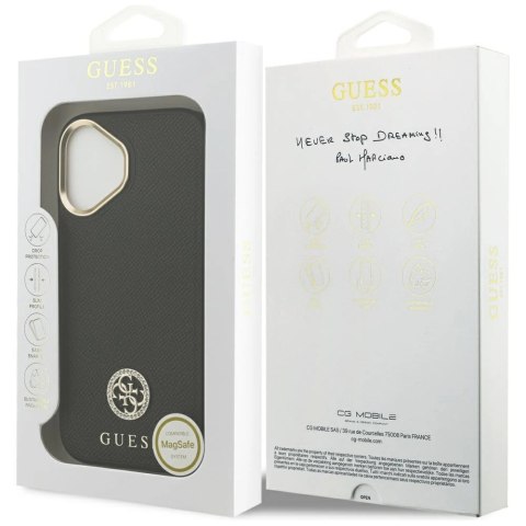 Etui Guess Grained Strass Logo MagSafe na iPhone 17 - czarne