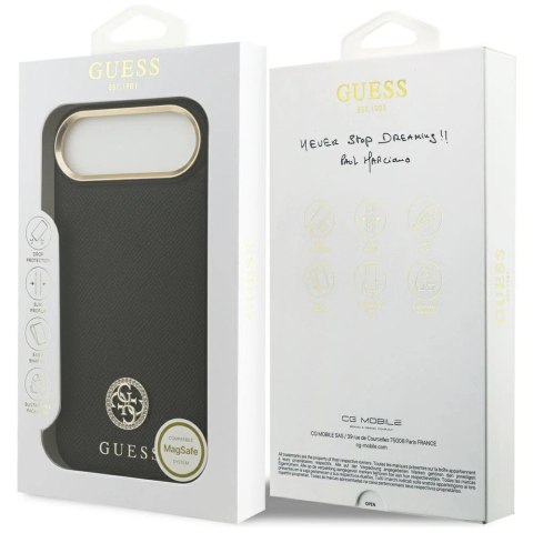 Etui Guess Grained Strass Logo MagSafe na iPhone Air - czarne
