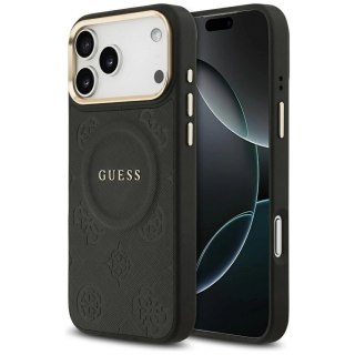 Etui Guess Peony Hot Stamp MagSafe na iPhone 17 Pro Max - czarne