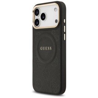 Etui Guess Peony Hot Stamp MagSafe na iPhone 17 Pro Max - czarne