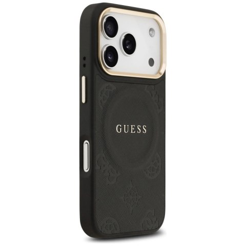 Etui Guess Peony Hot Stamp MagSafe na iPhone 17 Pro - czarne
