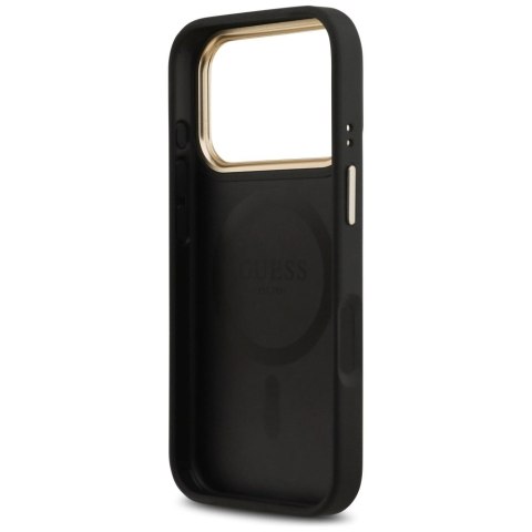 Etui Guess Peony Hot Stamp MagSafe na iPhone 17 Pro - czarne