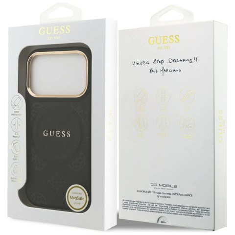 Etui Guess Peony Hot Stamp MagSafe na iPhone 17 Pro - czarne