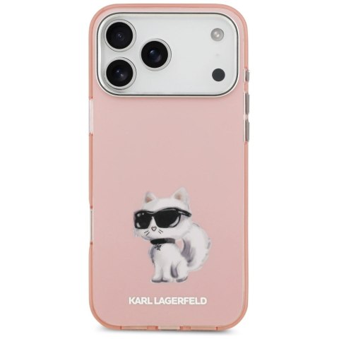 Etui Karl Lagerfeld IML Aquarelle Choupette & Logo MagSafe na iPhone 17 Pro Max - różowe