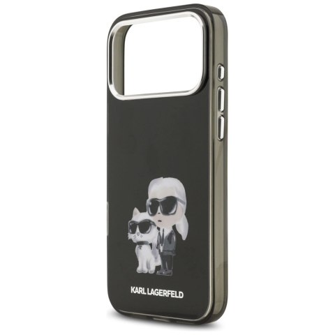 Etui Karl Lagerfeld IML Aquarelle Karl & Choupette & Logo MagSafe na iPhone 17 Pro Max - czarne