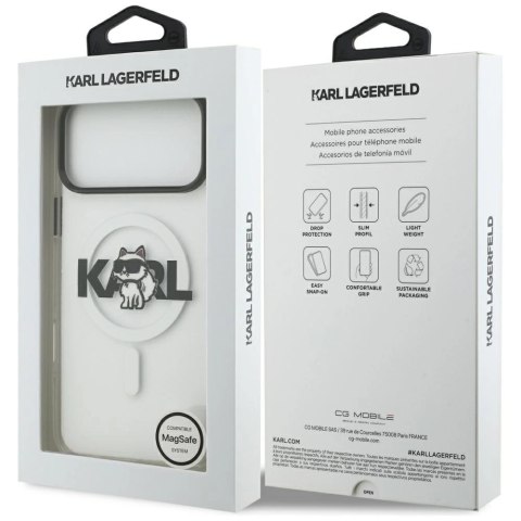 Etui Karl Lagerfeld IML Choupette Sketch Logo MagSafe na iPhone 17 Pro Max - przezroczyste