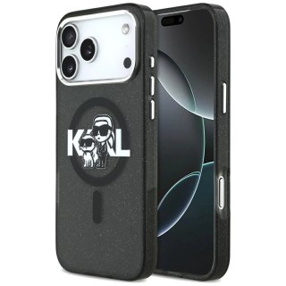 Etui Karl Lagerfeld IML Glitter Karl & Choupette Sketch Logo MagSafe na iPhone 17 Pro Max - czarne