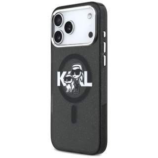 Etui Karl Lagerfeld IML Glitter Karl & Choupette Sketch Logo MagSafe na iPhone 17 Pro Max - czarne