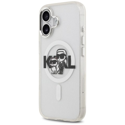 Etui Karl Lagerfeld IML Glitter Karl & Choupette Sketch Logo MagSafe na iPhone 17 -przezroczyste