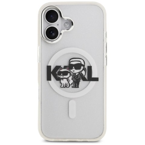 Etui Karl Lagerfeld IML Glitter Karl & Choupette Sketch Logo MagSafe na iPhone 17 -przezroczyste