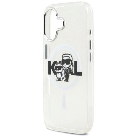Etui Karl Lagerfeld IML Glitter Karl & Choupette Sketch Logo MagSafe na iPhone 17 -przezroczyste