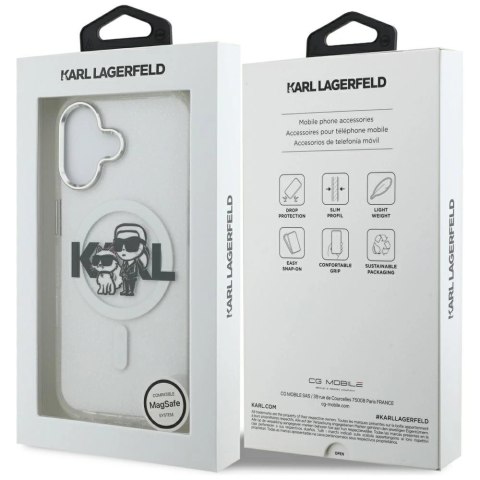 Etui Karl Lagerfeld IML Glitter Karl & Choupette Sketch Logo MagSafe na iPhone 17 -przezroczyste