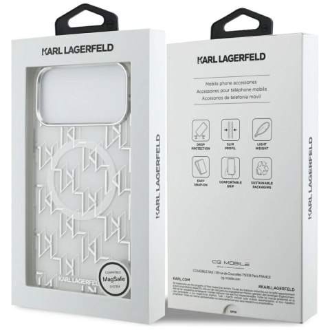 Etui Karl Lagerfeld IML KL Monogram MagSafe na iPhone 17 Pro Max - białe