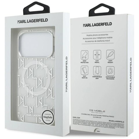 Etui Karl Lagerfeld IML KL Monogram MagSafe na iPhone 17 Pro - białe