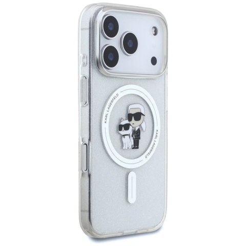 Etui Karl Lagerfeld IML Karl Choupette Glitter MagSafe na iPhone 17 Pro - przezroczyste