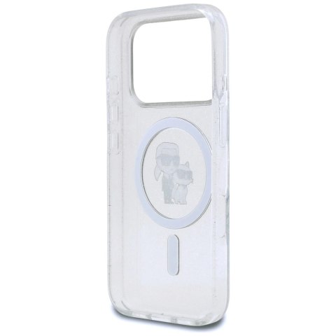 Etui Karl Lagerfeld IML Karl Choupette Glitter MagSafe na iPhone 17 Pro - przezroczyste