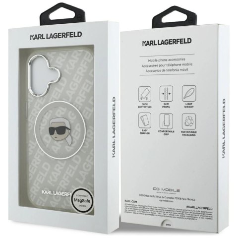 Etui Karl Lagerfeld IML Karl Head Logo MagSafe na iPhone 17 - szare