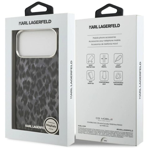 Etui Karl Lagerfeld IML Leopard Pattern MagSafe na iPhone 17 Pro Max - czarne