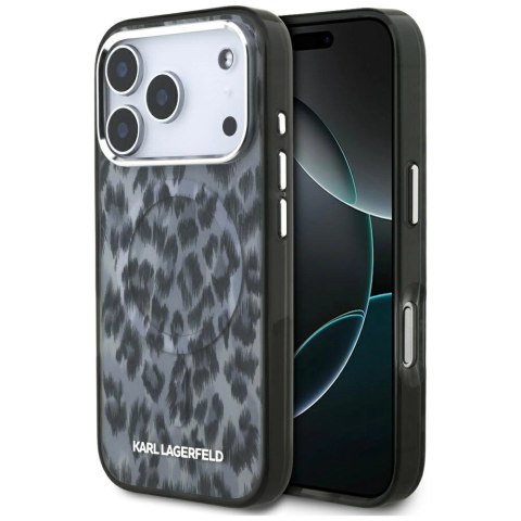 Etui Karl Lagerfeld IML Leopard Pattern MagSafe na iPhone 17 Pro - czarne