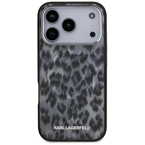 Etui Karl Lagerfeld IML Leopard Pattern MagSafe na iPhone 17 Pro - czarne