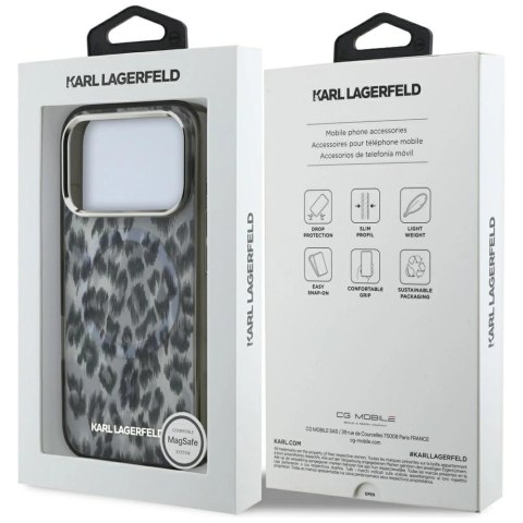 Etui Karl Lagerfeld IML Leopard Pattern MagSafe na iPhone 17 Pro - czarne