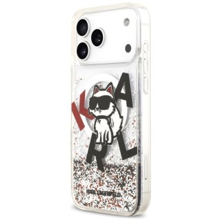 Etui Karl Lagerfeld Liquid Glitter Choupette Logo MagSafe na iPhone 17 Pro Max - przezroczyste