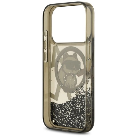 Etui Karl Lagerfeld Liquid Glitter Choupette Logo MagSafe na iPhone 17 Pro - czarne