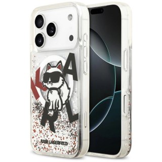 Etui Karl Lagerfeld Liquid Glitter Choupette Logo MagSafe na iPhone 17 Pro - przezroczyste