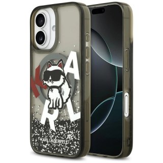 Etui Karl Lagerfeld Liquid Glitter Choupette Logo MagSafe na iPhone 17 - czarne